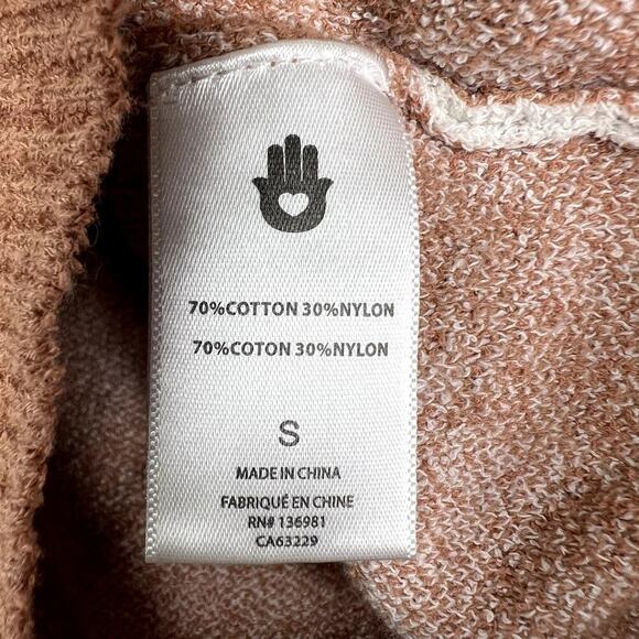 Spiritual Gangster Gemma Sweater Wavy Checkered Tan White Pullover Boxy SMALL - Picture 4 of 6